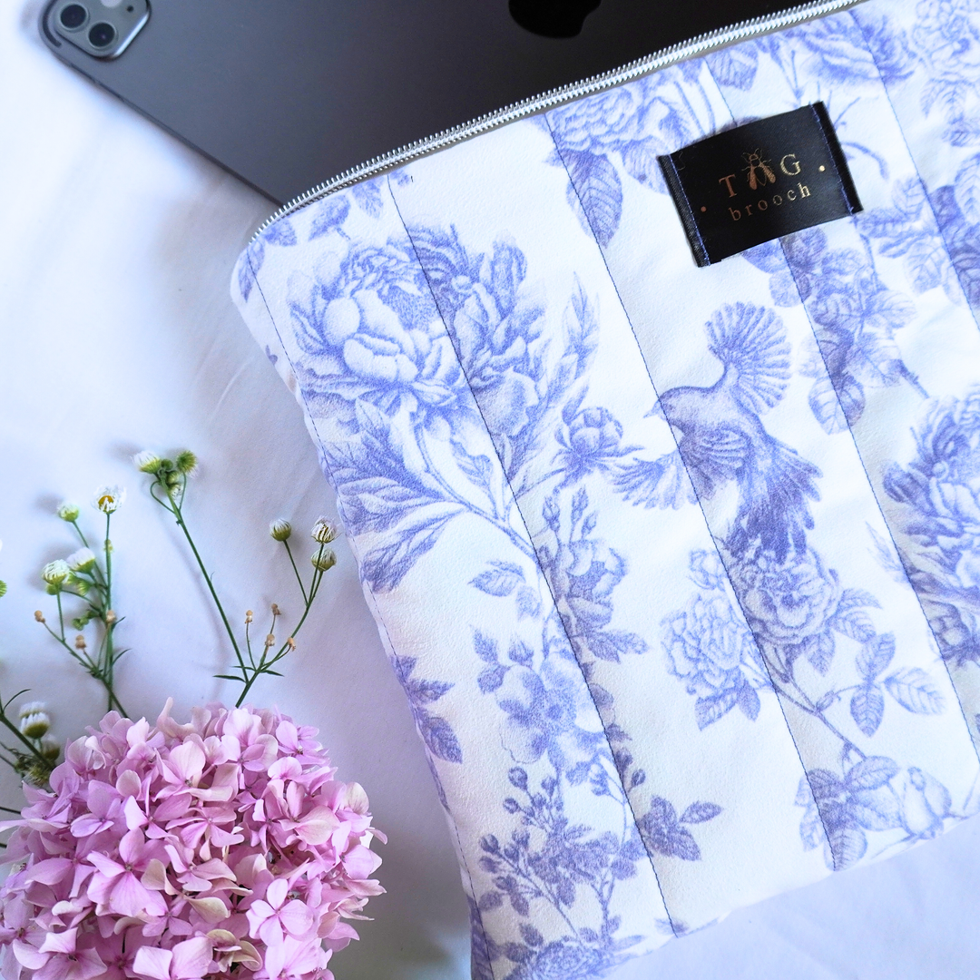 Detail of handmade iPad case with floral pattern designed by TGbrooch