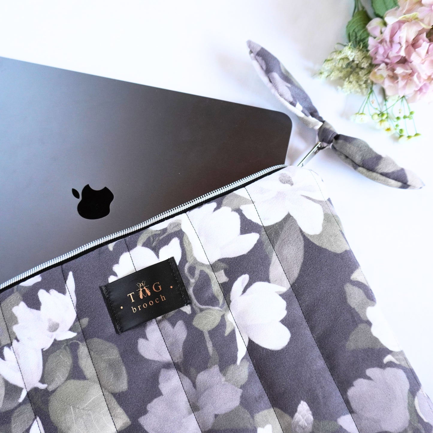 Handmade iPad case with magnolia bloom pattern designed by TGbrooch
