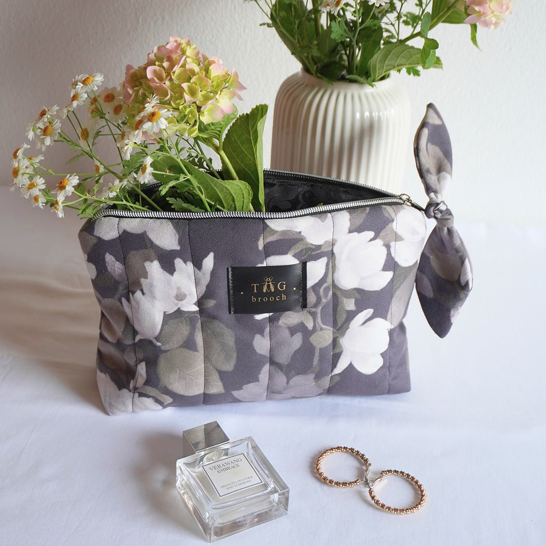 Floral-patterned pouch with flowers handmade by TGbrooch