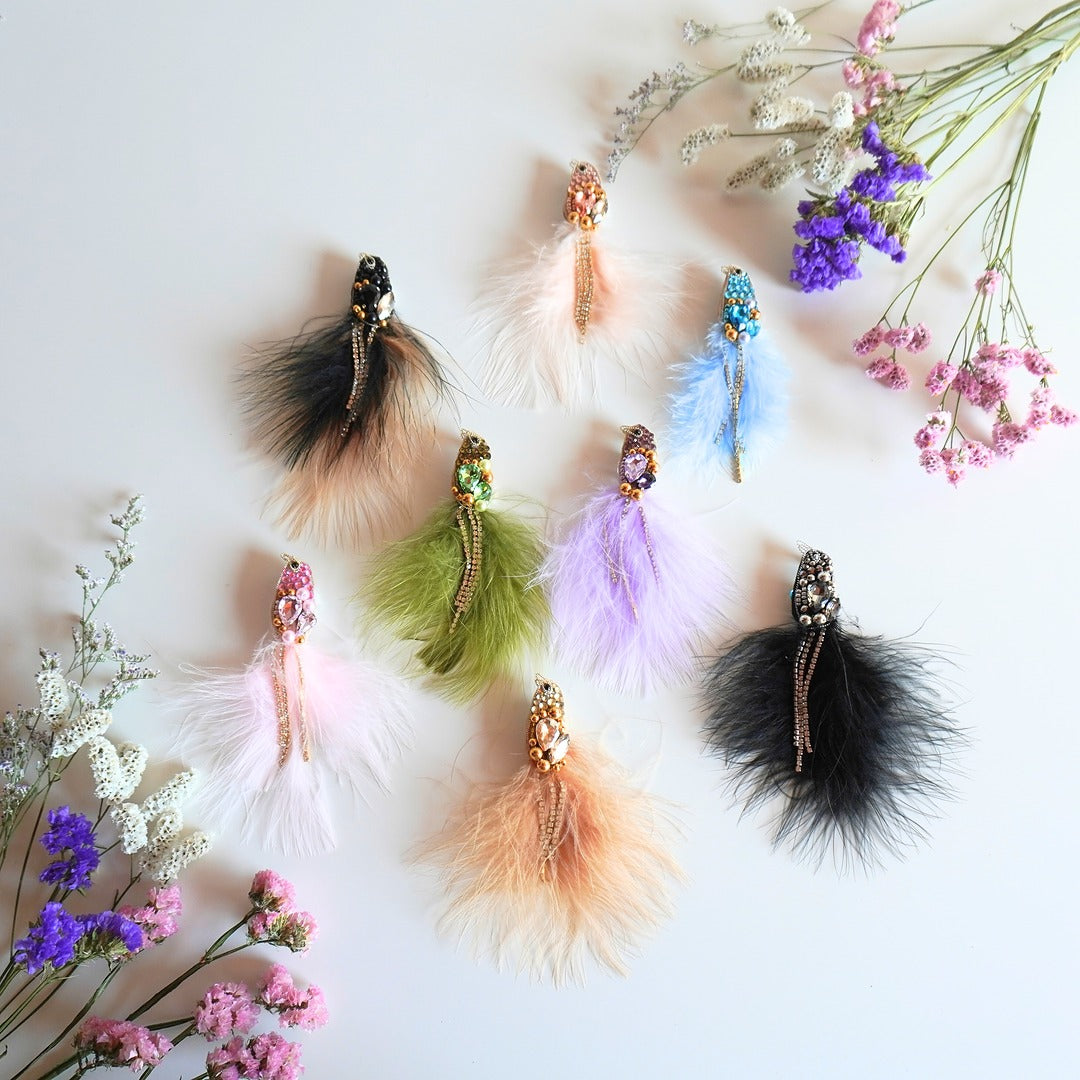 Handmade bird brooches small size in different color combinations - TGbrooch