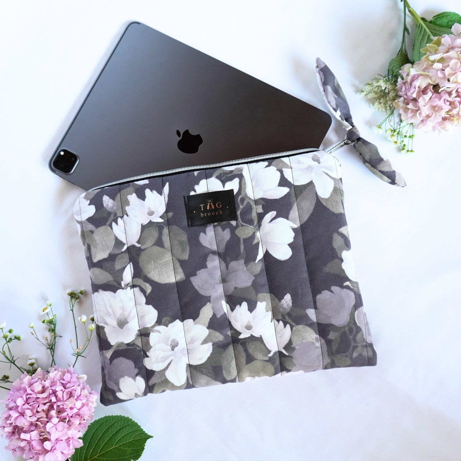Handmade iPad case with floral pattern designed by TGbrooch